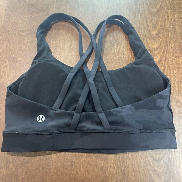 Lululemon Athletica Energy Bra Women's Size 4 Black, Gray Camo Camouflage Print - Picture 4 of 7